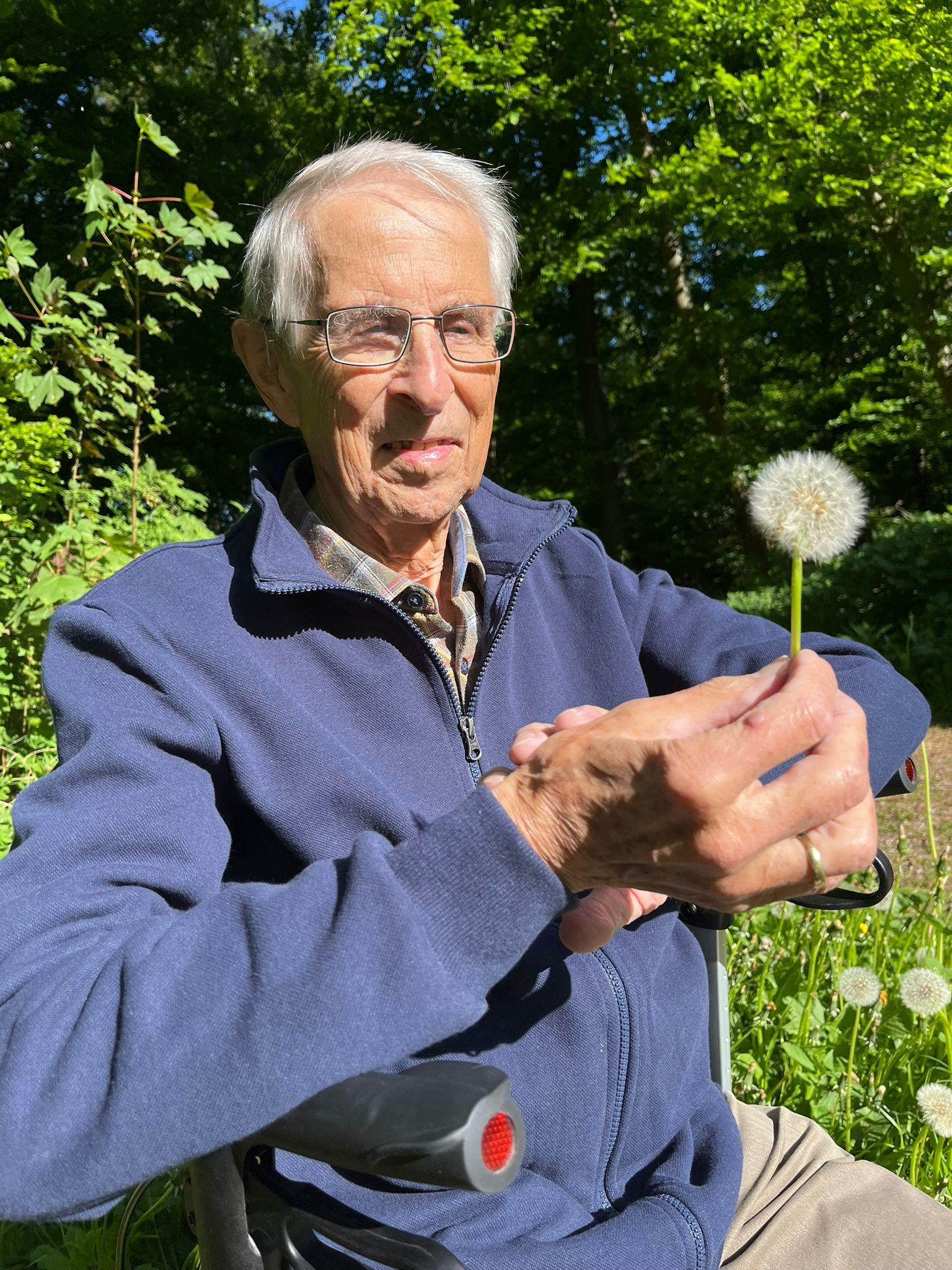 Hermann Wobst mit Pusteblume